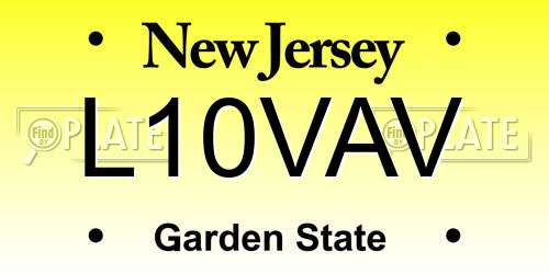 L10VAV New Jersey License Plate