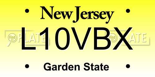 L10VBX New Jersey License Plate