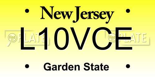 L10VCE New Jersey License Plate