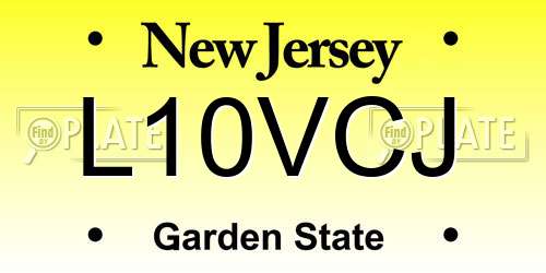 L10VCJ New Jersey License Plate