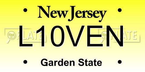 L10VEN New Jersey License Plate