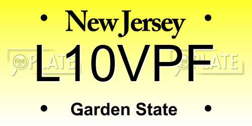 L10VPF New Jersey License Plate