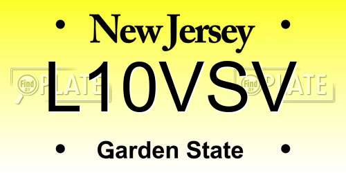 L10VSV New Jersey License Plate