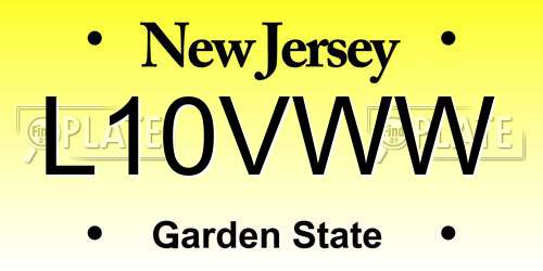 L10VWW New Jersey License Plate