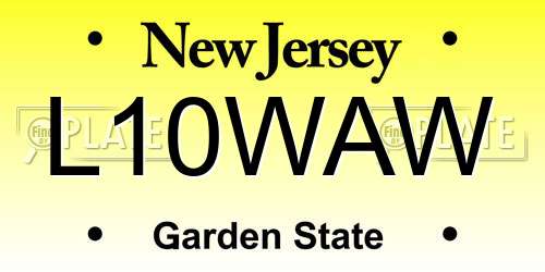 L10WAW New Jersey License Plate