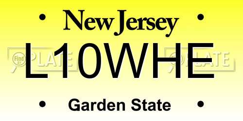 L10WHE New Jersey License Plate