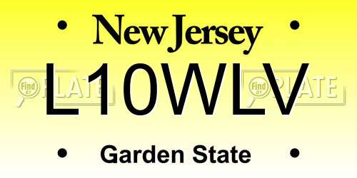 L10WLV New Jersey License Plate