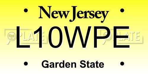 L10WPE New Jersey License Plate
