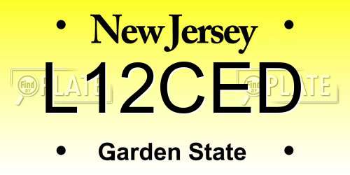 L12CED New Jersey License Plate