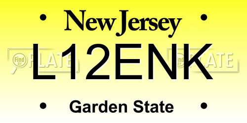 L12ENK New Jersey License Plate