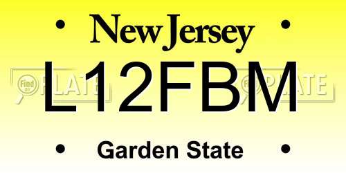 L12FBM New Jersey License Plate