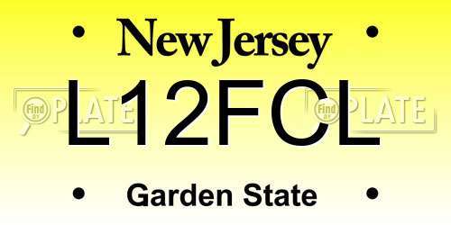 L12FCL New Jersey License Plate