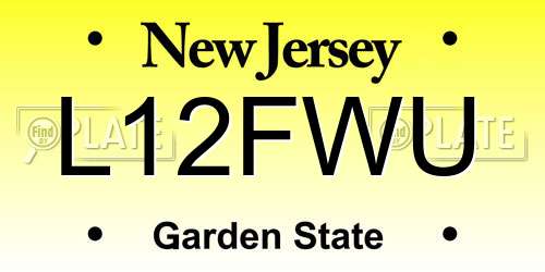 L12FWU New Jersey License Plate