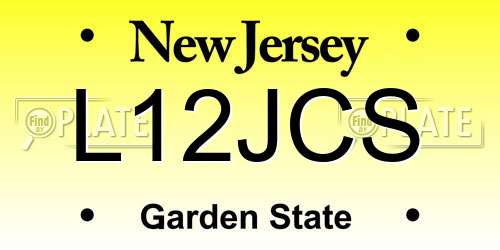 L12JCS New Jersey License Plate