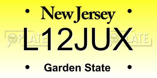 L12JUX New Jersey License Plate