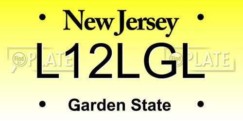 L12LGL New Jersey License Plate