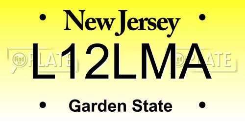 L12LMA New Jersey License Plate