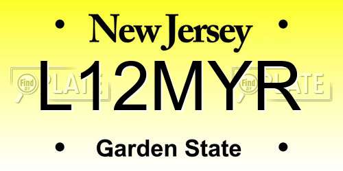L12MYR New Jersey License Plate