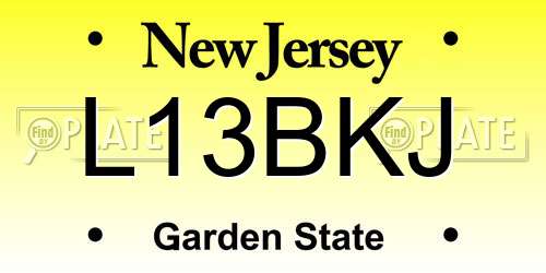 L13BKJ New Jersey License Plate
