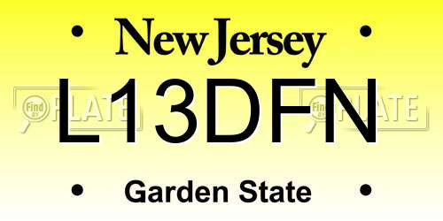 L13DFN New Jersey License Plate