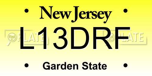 L13DRF New Jersey License Plate