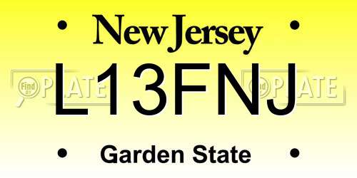 L13FNJ New Jersey License Plate