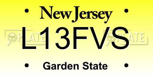 L13FVS New Jersey License Plate