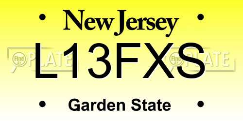 L13FXS New Jersey License Plate