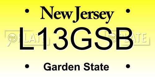 L13GSB New Jersey License Plate