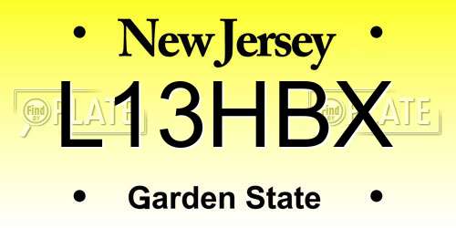 L13HBX New Jersey License Plate