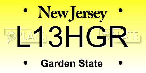 L13HGR New Jersey License Plate