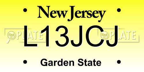 L13JCJ New Jersey License Plate