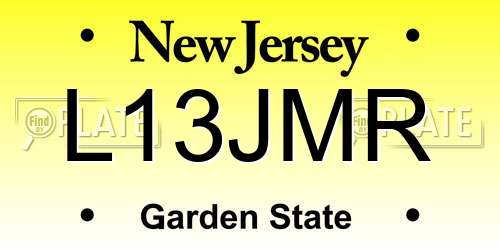 L13JMR New Jersey License Plate