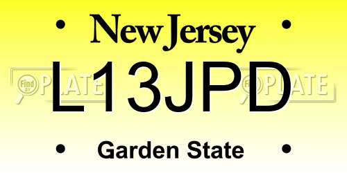 L13JPD New Jersey License Plate