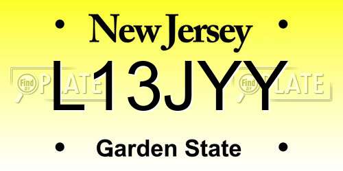 L13JYY New Jersey License Plate