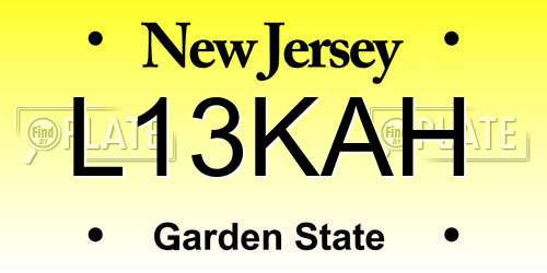 L13KAH New Jersey License Plate
