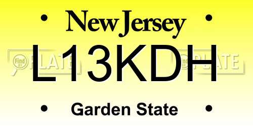 L13KDH New Jersey License Plate