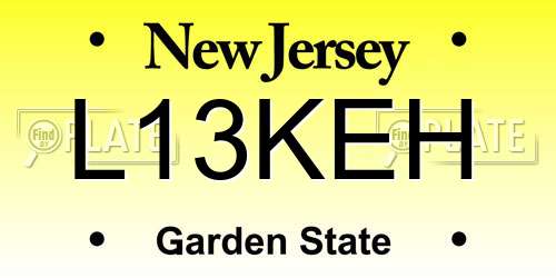 L13KEH New Jersey License Plate
