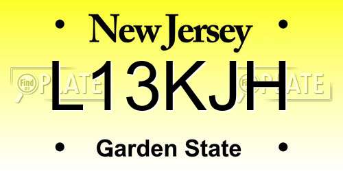 L13KJH New Jersey License Plate