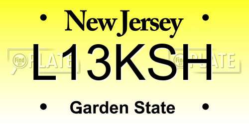 L13KSH New Jersey License Plate