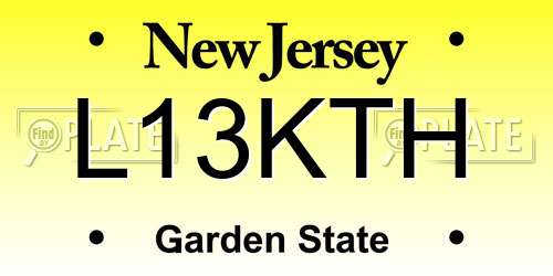 L13KTH New Jersey License Plate