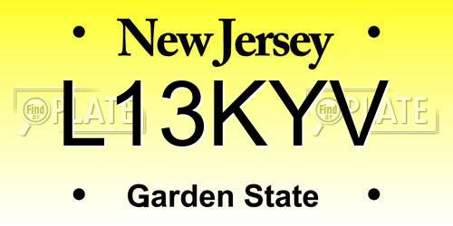 L13KYV New Jersey License Plate