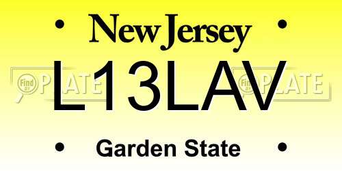 L13LAV New Jersey License Plate