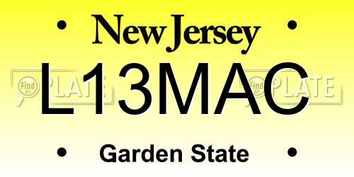 L13MAC New Jersey License Plate