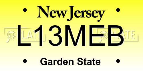 L13MEB New Jersey License Plate