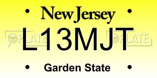 L13MJT New Jersey License Plate