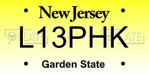 L13PHK New Jersey License Plate