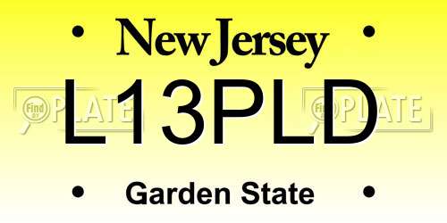 L13PLD New Jersey License Plate