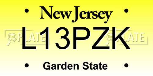 L13PZK New Jersey License Plate