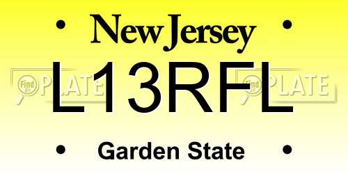 L13RFL New Jersey License Plate